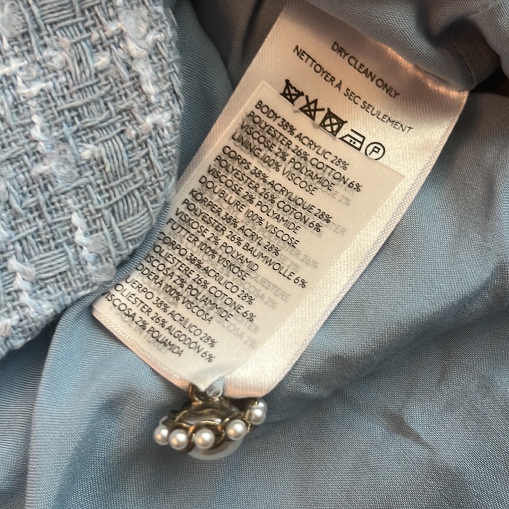 Anthropologie Maeve Sleeveless Tweed Blazer Mini Dress Blue New NWOT - Picture 9 of 10